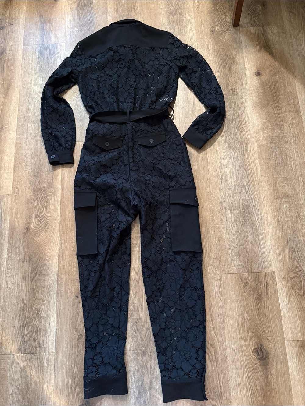 Express Lace Button Front Cargo Straight Leg Jumpsuit Size XS - Picture 7 of 14
